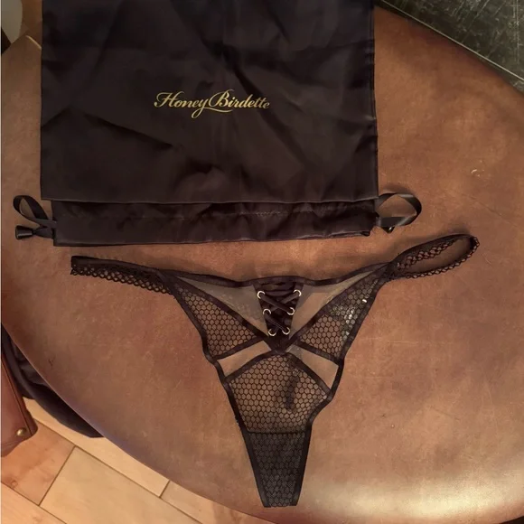 Honey Birdette “Toni” Black Thong Panty - Sz M - Picture 4 of 6